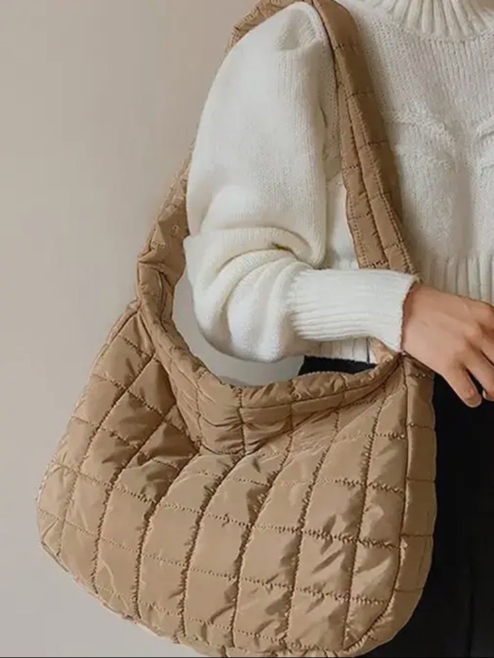 Large Quilted Puffer Style Shoulder Bag